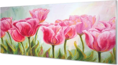 Produktbild von Glasbilder 125x50 Wandkunst Bild Tulpen