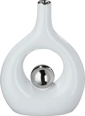 Produktbild von GILDE Vase, "Tonda", Keramik, weiß, , L. 6,5 cm, B. 16,5 cm, H. 22 cm 47276