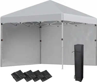 Produktbild von Outsunny Faltpavillon 2,97 x 2,97 m, Gartenpavillon mit Seitenwänden, Stahl