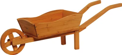 Produktbild von dobar Dekorative kleine Pflanzschubkarre für den Garten, wetterfest imprägnierte Blumenkarre, 107 x 32 x 41 cm, Spießtanne, Braun