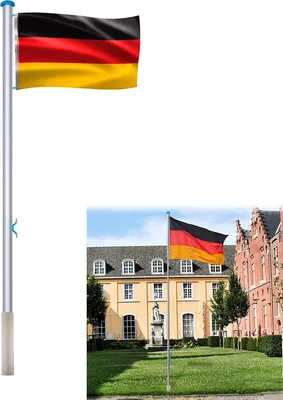 Produktbild von ACXIN Teleskop Fahnenmast Aluminium 6,5m Seilzug Bodenhülse Deutschlandfahne höhenverstellbar Flaggenmast Aluminium Teleskop Fahnenstange
