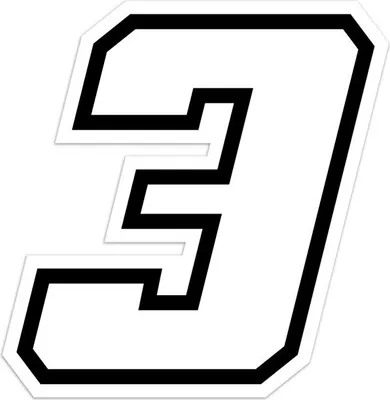 Produktbild von Sticker Rennnummer für Moto "3" Race Moto GP, weiss, 10 x 10 cm