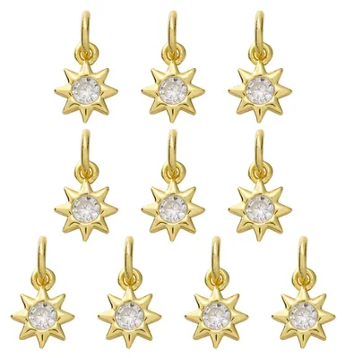 10 Sonnen-Anhänger Messing Zirkonia 8x6,5x2,5mm DIY