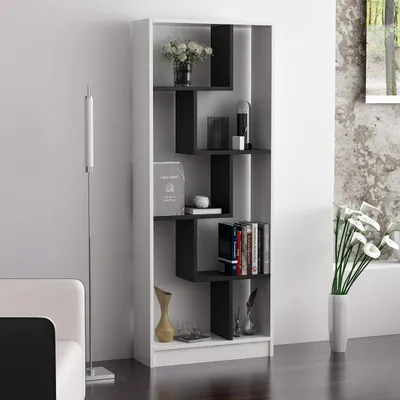 Produktbild von HOMIDEA Campo Bücherregal Standregal Wohnzimmerregal Büroregal Modernes Design (Weiß - Schwarz)