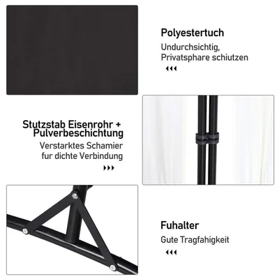 Obrázok produktu pre Paravent, 4-dielny, 200 x 170 cm, deliaca stena, ochrana súkromia na balkóne, farba: béžová