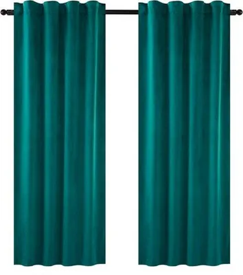Obrázok produktu pre Tmavozelené zamatové závesy 140 x 245 cm, neprepúšťajúce svetlo, izolačné