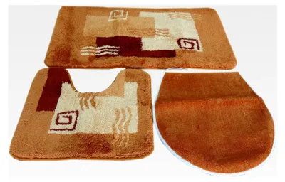 Produktbild von Badematten Set | Terrakotta | Mailand | 3-teilig | rutschfest | WC-Vorleger 50 x 45 cm | Badvorleger 50 x 90 cm | Klodeckel-Überzug 47 x 50 cm | Badteppich | Badezimmer