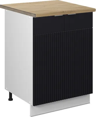 Produktbild von Küchenunterschrank Vicco Fame-Line Schwarz gestreift 60 cm , AP Eiche, Model 50624