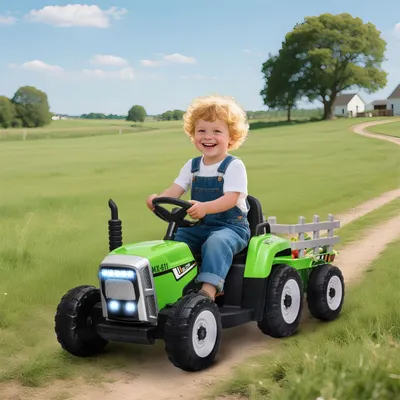 Produktbild von Elektro-Kindertraktor mit Eltern-Fernbedienung Max. Geschwindigkeit von 6 km/h Elektrischen Kinderauto Elektroauto Grün + Schwarz