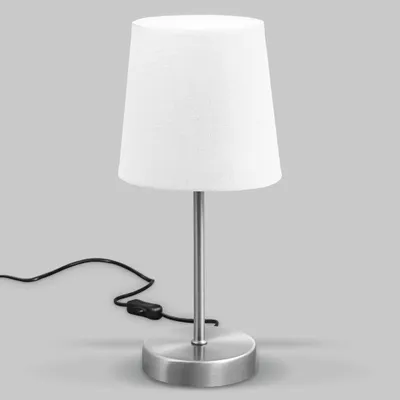 Image de Lampe de chevet avec interrupteur à fil, douille E14, abat-jour en tissu, lampe de bureau, lampe de table, lampe de chevet, lampe chevet, lampe à poser, 31x10cm, blanc