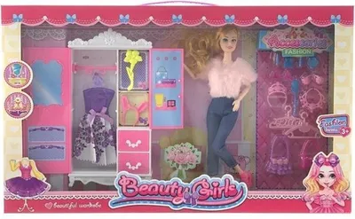 Produktbild von Modepop Fashionata mit modischer Puppe, Kleiderschrank, Kleidern und Accessoires für Puppenhaus