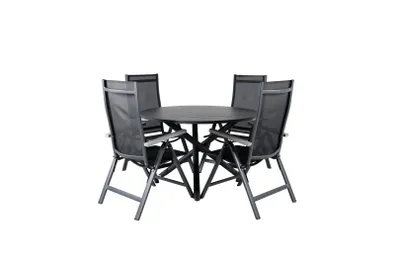 Zdjęcie produktu dla Alma zestaw ogrodowy stół Ø120cm i 4 krzesło L5pos Albany czarny.