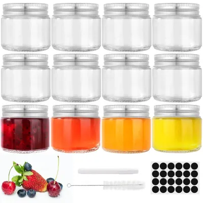 Obrázek produktu pro Sada 12 mini skleněných lahviček o objemu 60 ml, včetně víček a štítků