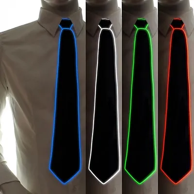 Produktbild von LED-Krawatte leuchtende EL-Wire-Krawatte  Neon Farbe - weiss