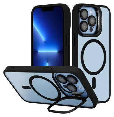 Obrázek produktu pro Pouzdro Cadorabo pro Apple iPhone 12 / 12 PRO v černé barvě kompatibilní s MagSafe a funkcí stojánku včetně ochrany čočky fotoaparátu - Hybridní ochranné pouzdro se silikonovými okraji z TPU a robustní zadní stranou