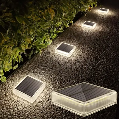 4 Solar-Außenleuchten, 40 lm, LED, 4000 K, weiß, wasserdicht, quadratisch