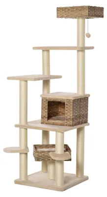 Zdjęcie produktu dla Drapak dla kota z sizalu | Kolor: beżowy, brązowy | Wymiary: 21,65 x 21,65 x 68,5 cm