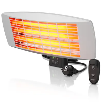 Produktbild von Brandson Wickeltisch-Heizstrahler mit Wandhalterung & Fernbedienung, Infrarotstrahler, 3 Stufen, 1800 W, für Baby und Kind, mit Sicherheitsgitter, 25° neigbar, Innen & Außen