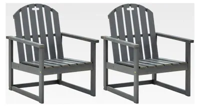 Produktbild von 2er Set Akazienholz Gartenstuhl mit Armlehnen Grau