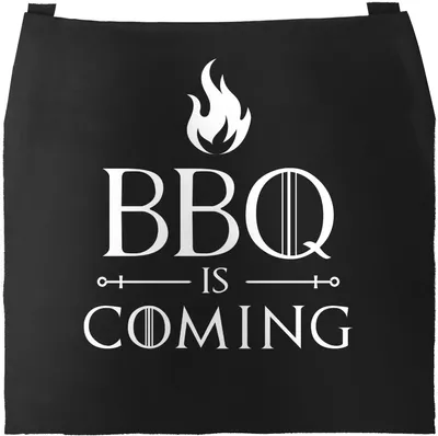 Produktbild von Grill-Schürze für Männer mit Spruch BBQ Is Coming Barbecue Grillen Spruch lustig Baumwoll-Schürze Küchenschürze Moonworks® schwarz unisize