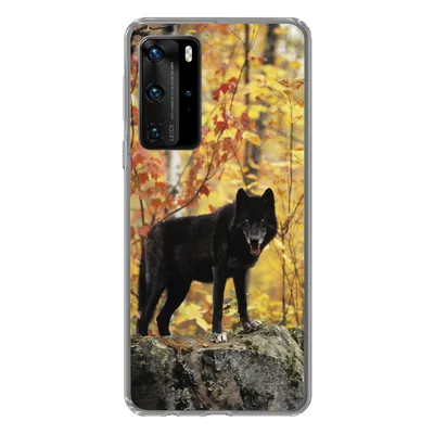 Produktbild von MuchoWow® Handyhülle Schutzhülle Hülle für Huawei P40 Pro Wolf - Fels - Baum Silikon Softcase Handy Hülle - Schutz