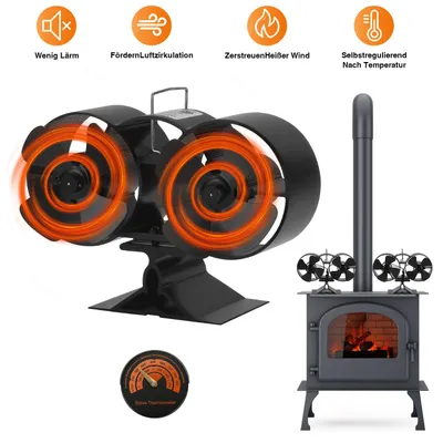 Produktbild von Ikodm Kaminofen Ofenventilator Holzofen Stromloser Kaminrohr Ventilator Flügel Lüfter