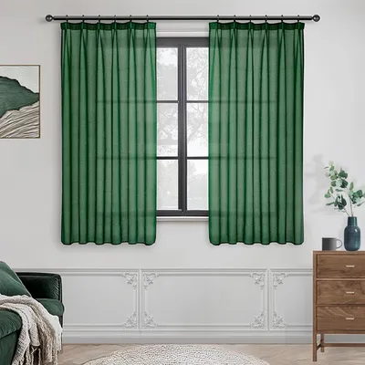 Image de Rideaux verts avec bande passante, 2 pièces, 140 x 145 cm, pour salon et chambre