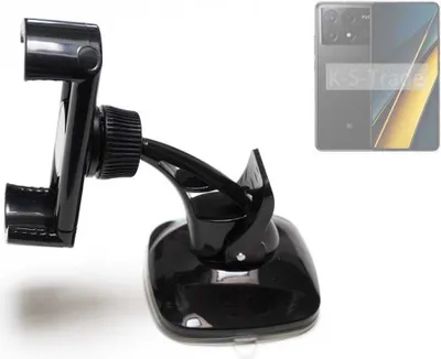 Produktbild von K-S-Trade kompakte Handy-Halterung Windschutzscheibe kompatibel mit POCO X6 Pro 5g Armaturenbrett schwarz Autohalterung KFZ Halter Scheiben-Halterung