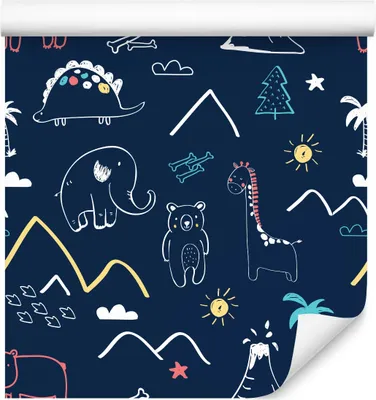 Obrázok produktu pre 10m VLIES WALLPAPER rolka škôlka zvieratá dinosaury medvede žirafy XXL