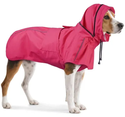 Immagine prodotto di Impermeabile riflettente per cani, con cappuccio, colore rosa, taglia XL