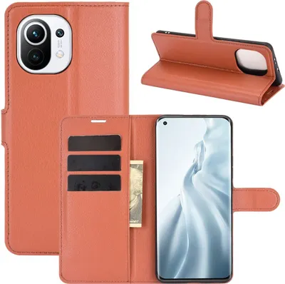 Produktbild von Schutzhülle für Xiaomi Mi 11 Case Handy Hülle Cover Case Schutztasche Wallet Etuis, Farbe:Braun