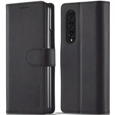 Obrázek produktu pro Pouzdro pro Samsung Galaxy Z Fold 3 5G, kožené flipové pouzdro s magnetickým uzávěrem a stojánkem, ochranné pouzdro černé