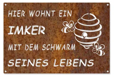 Produktbild von Edelrost Schild hier wohnt ein Imker