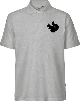 Produktbild von Huuraa Herren Polo Shirt Eichhörnchen Silhouette L Sport Grey Bio Baumwolle Fairtrade Poloshirt Geschenkidee