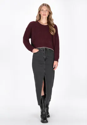 Image de Pull pour femme SAPORTA - couleur bordeaux, taille XS/S