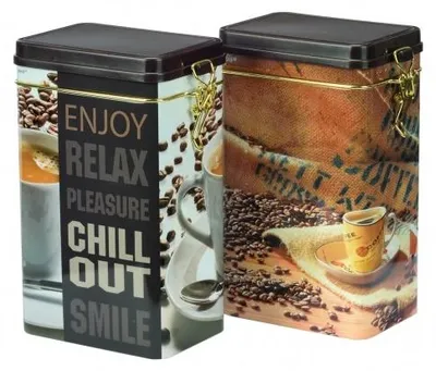Productafbeelding van Koffiedose, rechthoekig, bewaardoos, 2 motieven, 2-voudig gesorteerd, 110x81x183