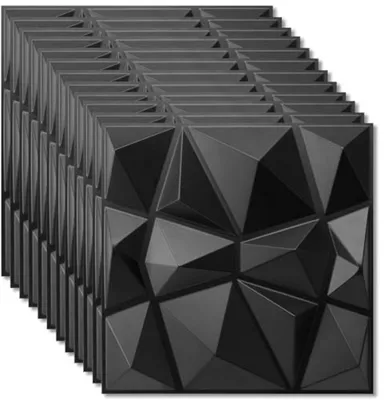 Produktbild von PromoHome® 3D Wandpaneele Set – 12 Stück Schwarze Steinoptik Fliesen für Moderne Wanddekoration