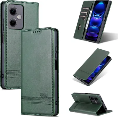 Produktbild von Leder Hülle für Xiaomi Redmi Note 12 5G, Klapphüllen Brieftasche Magnetverschluss Ständer Schutzhülle Grün