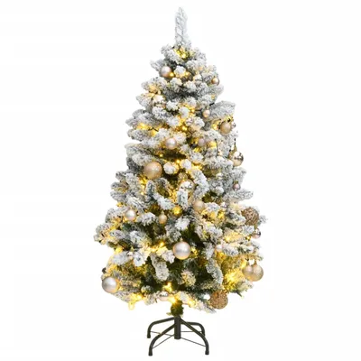 Zdjęcie produktu dla Sztuczna choinka na zawiasach, 150 lampek LED i bombki, 120 cm