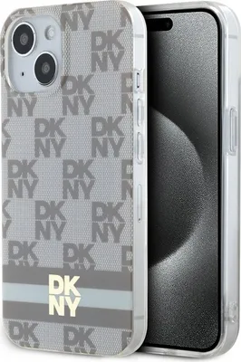 Produktbild von Dkny Dkhmp15Shcptse Iphone 15 / 14 / 136.1 Beige/Beige Hardcase Iml Kariertes Monomuster & Gedruckte Streifen Magsafe