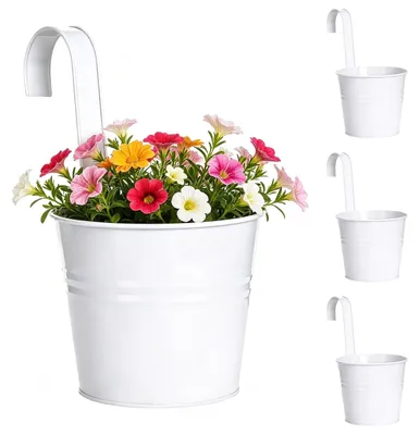 Image de Lot de 4 pots de fleurs suspendus en métal, 16 cm