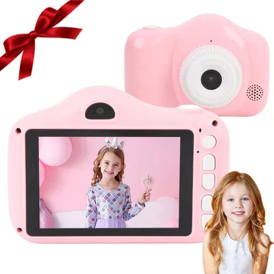 Produktbild von Digitalkamera für Kinder 1080P 28MP 3,5 Zoll Bildschirm kompakte Mini Kamera Bildstabilisierung Selfie Taschenformat Dual-Objektiv-Kamera Autofokus