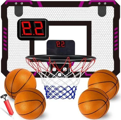 Produktbild von Basketballkorb für Kinder und Erwachsene - Indoor Basketballkorb mit elektronischer Anzeigetafel - lila