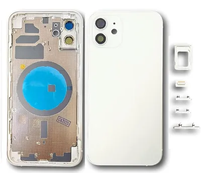 Produktbild von Akkudeckel Backcover für iPhone 12 Weiß Simkart Slot, Kamera Linse, Seiten-Knöpfe #AS071715