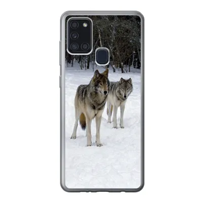 Produktbild von MuchoWow® Handyhülle Schutzhülle Hülle für Samsung Galaxy A21s Wolf - Schnee - Kanada Silikon Softcase Handy Hülle - Hartschale