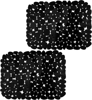Produktbild von 2 schwarze PVC-Spülbeckenmatten, zuschneidbar, kratzfest, für Geschirr/Gläser.