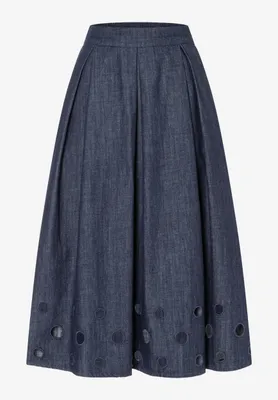Produktbild von MORE & MORE Embroidered Denim Skirt dark blue denim 34