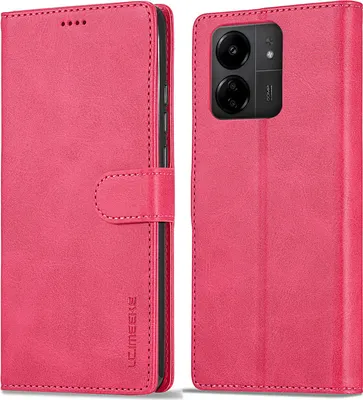 Produktbild von Hülle für Xiaomi Redmi 13C, Klapphüllen Brieftasche Leder Magnetverschluss Ständer Schutzhülle Rosa