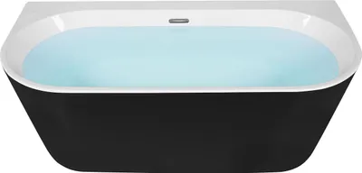 Produktbild von BELIANI Badewanne Schwarz 170 x 80 cm Oval aus Sanitäracryl Minimalistisch Badezimmerzubehör Modernes Design