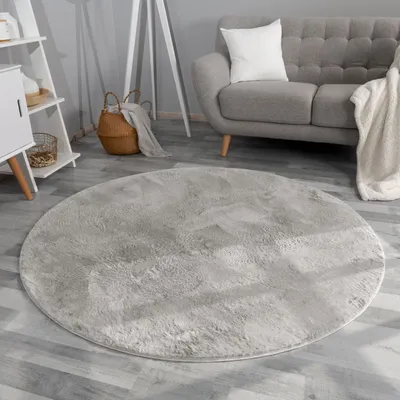 Produktbild von TT Home Wohnzimmer Teppich Hochflor Langflor Kunstfell Weich Modern Unifarben Flauschig Größe 100 cm Rund
